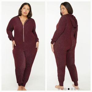 Savage X Fenty Burgundy Glitter Pajama Onesie